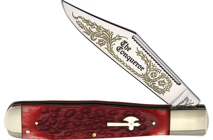 Battle Axe Red EDC Conqueror 5.25in Hunter Knife
